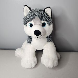 The Bear Factory Husky Puppy Plush Stuffed Animal Gray White 13" Vintage 2001